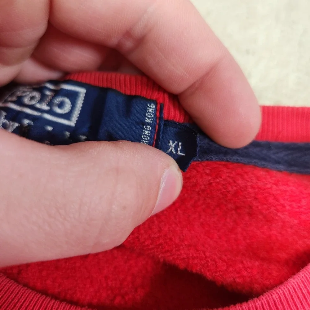 Vintage Polo Ralph Lauren Sweatshirt Men XL‎ Red Crewneck Distressed 90s 80s